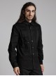 Black Slightly Elastic Twill Woven Front And Back Diamond Mesh With Three Dimensional Pocket Design Punk Style Long Sleeved Shirt