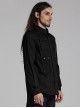 Black Slightly Elastic Twill Woven Front And Back Diamond Mesh With Three Dimensional Pocket Design Punk Style Long Sleeved Shirt