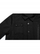 Black Slightly Elastic Twill Woven Front And Back Diamond Mesh With Three Dimensional Pocket Design Punk Style Long Sleeved Shirt