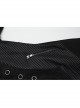 Personalized Black Twill Three Dimensional Mesh Woven Splicing PU Leather Front Metal Eyelet Decoration Punk Style Long Sleeve Long Coat