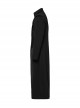 Personalized Black Twill Three Dimensional Mesh Woven Splicing PU Leather Front Metal Eyelet Decoration Punk Style Long Sleeve Long Coat