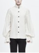 Grain Jacquard Shoulder Braid Attached Puff Sleeve Rough Selvedge White Punk Shirts