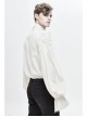 Grain Jacquard Shoulder Braid Attached Puff Sleeve Rough Selvedge White Punk Shirts