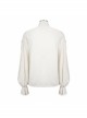 Grain Jacquard Shoulder Braid Attached Puff Sleeve Rough Selvedge White Punk Shirts