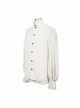 Grain Jacquard Shoulder Braid Attached Puff Sleeve Rough Selvedge White Punk Shirts