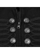 Black And Silver Non Stretch Twill Woven Detachable Sleeves Symmetrical Retro Applique Buttons On The Front Punk Style Stand Up Collar Jacket