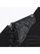 Black And Silver Non Stretch Twill Woven Detachable Sleeves Symmetrical Retro Applique Buttons On The Front Punk Style Stand Up Collar Jacket