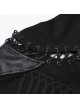 Black And Silver Non Stretch Twill Woven Detachable Sleeves Symmetrical Retro Applique Buttons On The Front Punk Style Stand Up Collar Jacket