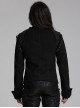 Black And Silver Non Stretch Twill Woven Detachable Sleeves Symmetrical Retro Applique Buttons On The Front Punk Style Stand Up Collar Jacket