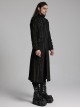 Personalized Black Slightly Elastic Twill Printed Fabric Three Dimensional Rivets On The Front And Hollow Mesh Design Punk Style Long Sleeved Long Coat