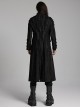 Personalized Black Slightly Elastic Twill Printed Fabric Three Dimensional Rivets On The Front And Hollow Mesh Design Punk Style Long Sleeved Long Coat