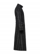 Personalized Black Slightly Elastic Twill Printed Fabric Three Dimensional Rivets On The Front And Hollow Mesh Design Punk Style Long Sleeved Long Coat