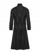 Personalized Black Slightly Elastic Twill Printed Fabric Three Dimensional Rivets On The Front And Hollow Mesh Design Punk Style Long Sleeved Long Coat