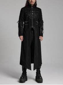 Black Twill Woven Patchwork Layer Laminated Front Irregular Double Layer Patchwork Button Design Punk Style Wild Jacket
