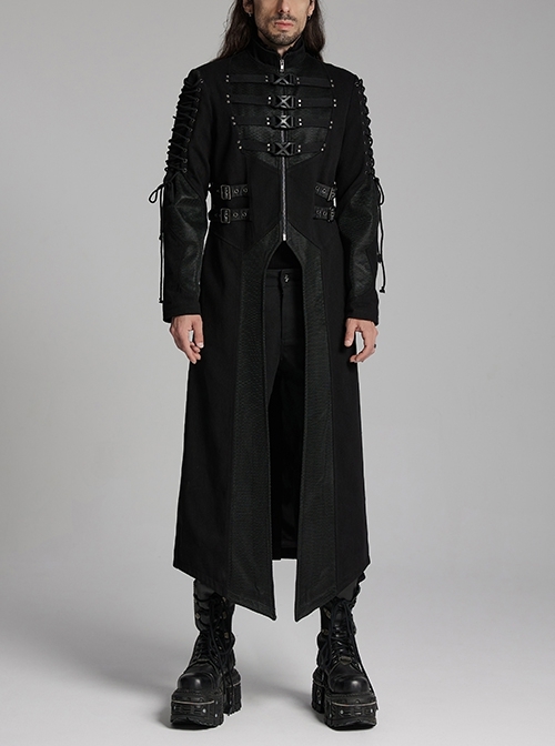 Black Twill Woven Patchwork Layer Laminated Front Irregular Double Layer Patchwork Button Design Punk Style Wild Jacket