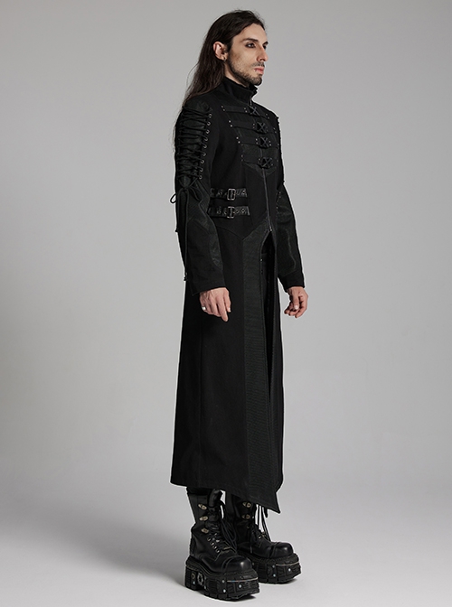 Black Twill Woven Patchwork Layer Laminated Front Irregular Double Layer Patchwork Button Design Punk Style Wild Jacket
