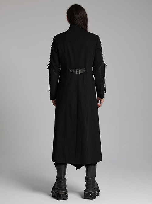 Black Twill Woven Patchwork Layer Laminated Front Irregular Double Layer Patchwork Button Design Punk Style Wild Jacket