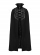 Handsome Black Twill Layer Laminated Front Personalized Double Row D Button Decoration Punk Style Stand Up Collar Cape