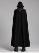 Handsome Black Twill Layer Laminated Front Personalized Double Row D Button Decoration Punk Style Stand Up Collar Cape