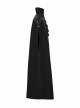 Handsome Black Twill Layer Laminated Front Personalized Double Row D Button Decoration Punk Style Stand Up Collar Cape