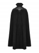 Handsome Black Twill Layer Laminated Front Personalized Double Row D Button Decoration Punk Style Stand Up Collar Cape