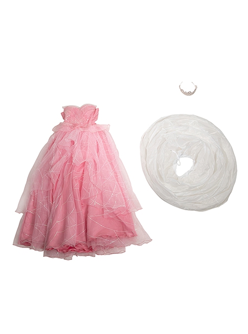 Wicked Glinda Wedding Dress Affordable Version Halloween Cosplay Costume Set