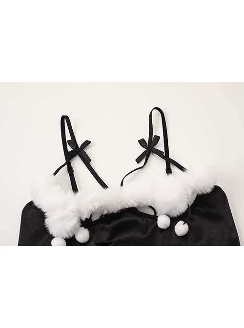 Hollow Backless Binding Bands Hidden Buttons Open Crotch Bunny Girl Jumpsuit Christmas Uniform Sexy Lingerie Set