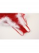 Red Velvet Showing Buttocks Jumpsuit Temptation Plush Ball Decoration Cute Bunny Girl Christmas Uniform Sexy Lingerie Set