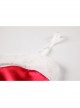 Red Low-Cut Plush Splicing Velvet Tight Hip-Wrapped Suspender Nightdress Christmas Sexy Lingerie Set