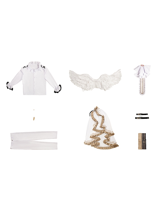 Blue Lock Chigiri Hyoma White Angel Costume Halloween Cosplay Costume Full Set