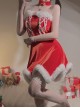 Christmas Uniform Plush Stitching Red Velvet Princess Style Backless Dress Sexy Lingerie Set