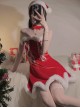 Christmas Uniform Plush Stitching Red Velvet Princess Style Backless Dress Sexy Lingerie Set