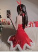 Christmas Uniform Plush Stitching Red Velvet Princess Style Backless Dress Sexy Lingerie Set