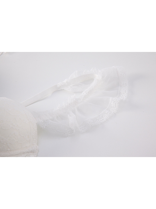 See-Through Lace Sweet Mesh With Chest Pads Tight Flying Sleeves Nightdress Sexy Lingerie Set