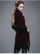 Gothic Embroidered Black Collar Fake Two Pieces Red Velveteen Dovetail Lady Coat