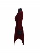 Gothic Embroidered Black Collar Fake Two Pieces Red Velveteen Dovetail Lady Coat