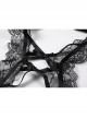 Black White See-Through Lace Cute Maid Style Binding Bands Fluffy Skirt Open Crotch Jumpsuit Sexy Lingerie Set