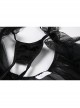 Black White See-Through Lace Cute Maid Style Binding Bands Fluffy Skirt Open Crotch Jumpsuit Sexy Lingerie Set