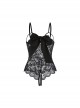 Hollow Chest Sweet Lace-up Bow See-Through Lace Open Crotch Jumpsuit Sexy Lingerie