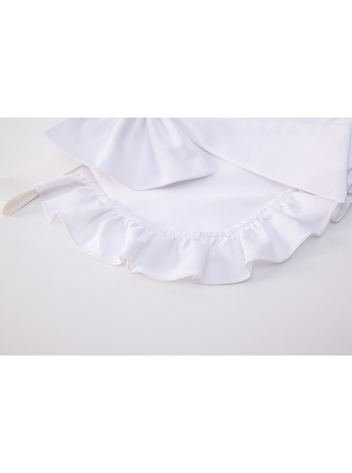 Black White Backless Temptation Cute Maid Style Flying Sleeves Suspender Nightdress With Apron Sexy Lingerie Set
