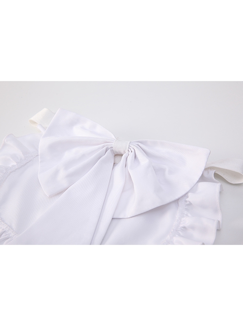 Black White Backless Temptation Cute Maid Style Flying Sleeves Suspender Nightdress With Apron Sexy Lingerie Set