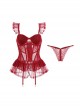 See-Through Mesh Yarn Lace Steel Ring Gathered With Chest Pads Fluffy Hem Flying Sleeves Suspenders Sexy Lingerie Set