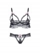 See-Through Lace Hollow Exposed Breasts Temptation Three-point Sexy Lingerie Set