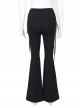 Personalized Black Polyester Front Center Hollow Eyelet Straps Decorated Punk Style Flared Trousers