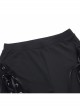 Personalized Black Polyester Front Center Hollow Eyelet Straps Decorated Punk Style Flared Trousers
