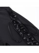 Personalized Black Polyester Front Center Hollow Eyelet Straps Decorated Punk Style Flared Trousers
