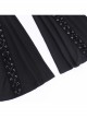 Personalized Black Polyester Front Center Hollow Eyelet Straps Decorated Punk Style Flared Trousers