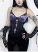 Sexy Purple Temperament Rose Lace With Front Cross Decoration Punk Style Vest