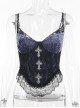 Sexy Purple Temperament Rose Lace With Front Cross Decoration Punk Style Vest