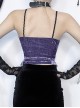 Sexy Purple Temperament Rose Lace With Front Cross Decoration Punk Style Vest